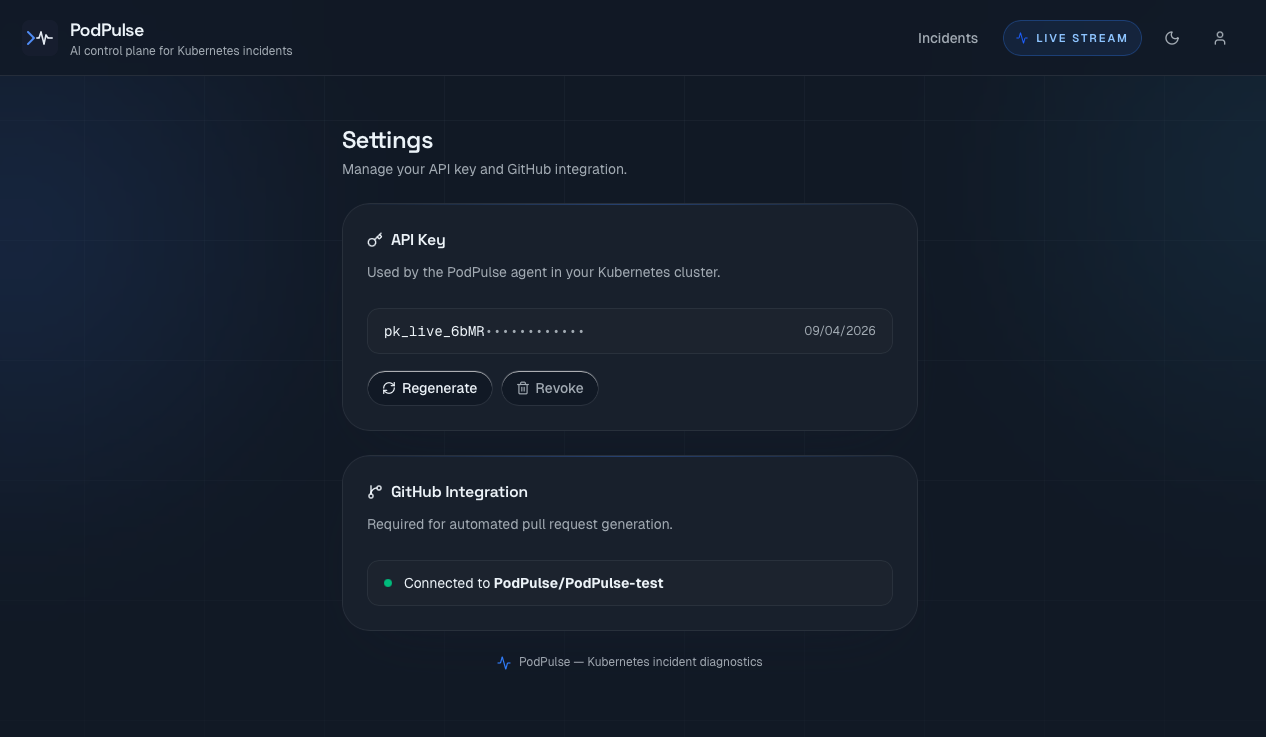 Settings after GitHub connection